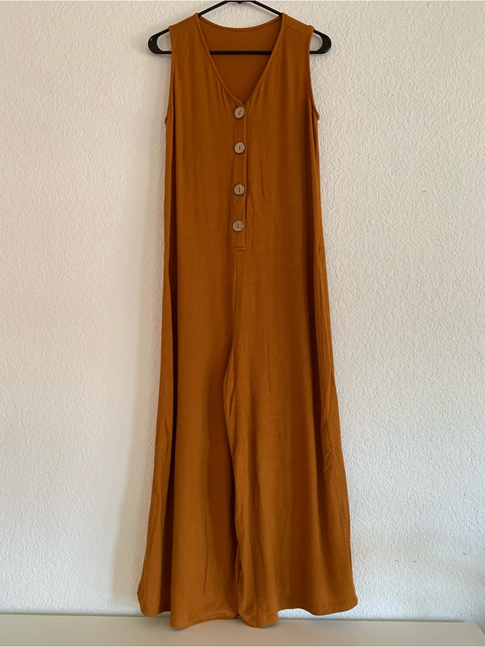 Sleeveless V-Neck Wide-Leg Jumpsuit in Cinnamon